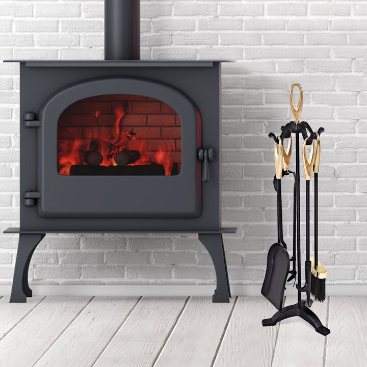 5 Pieces Stylish Iron Fireplace Tools Set