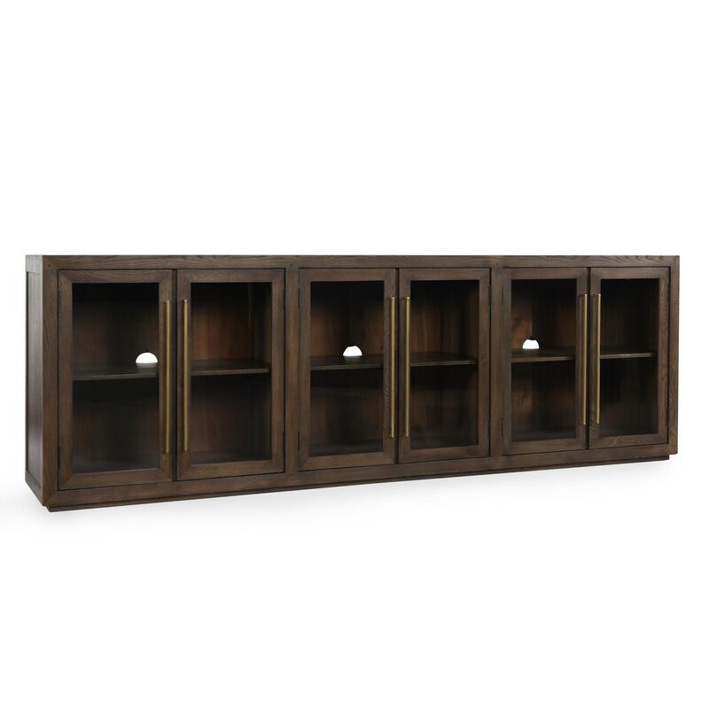 Alar Serving Buffet Cabinet Sideboard Console, 6 Doors, Brown 108 Inch - Benzara image number 0