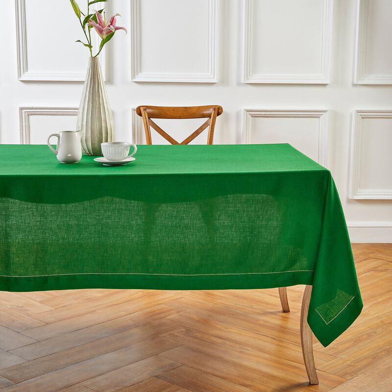 Solino Home Classic Hemstitch 100% Linen Tablecloth &ndash; Handcrafted, Machine Washable, Perfect for Holiday and Everyday Dining