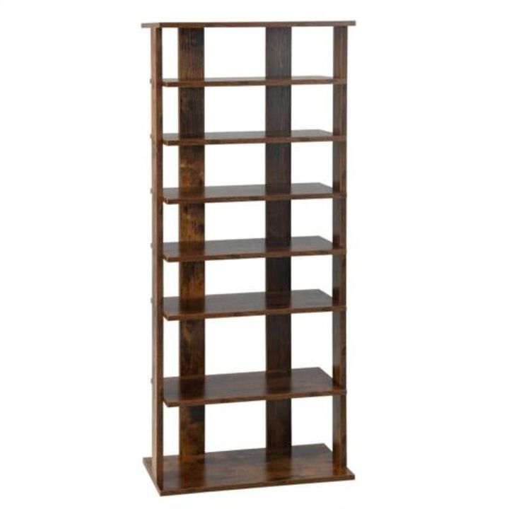 7-Tier Dual Shoe Rack Free Standing Shelves Storage Shelves Concise