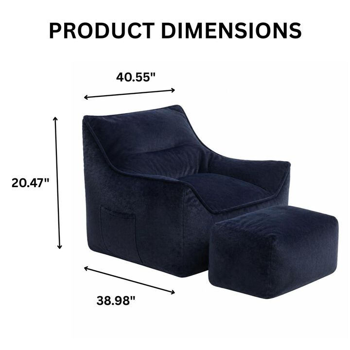 GOODSILO Soft Tufted Foam Filled Faux Fur Bean Bag Chair Comfy Lazy Sofa for Living Room Bedroom Ideal for Relaxing and Lounging