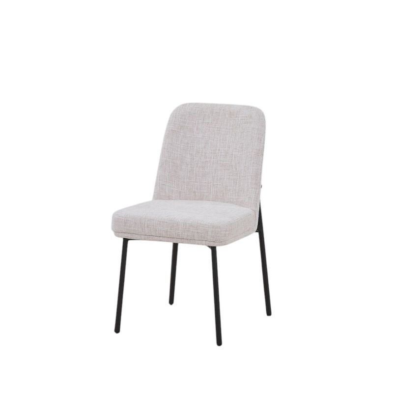 HomeRoots Set of Two Cream and Black Fabric and Wood Dining Side Chairs