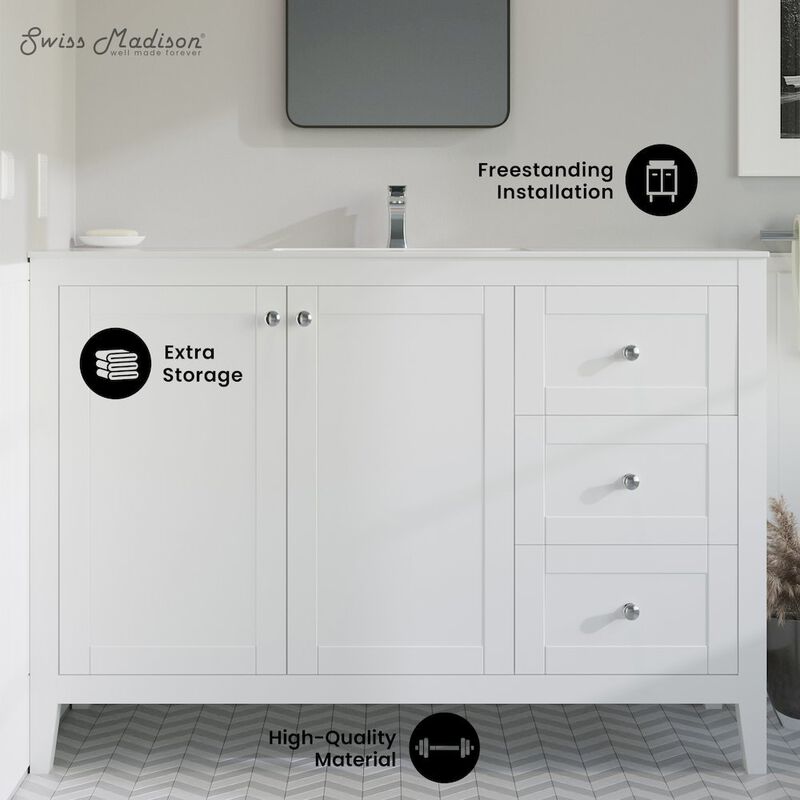 Cannes 48 Single, Two Doors, Three Drawers, Bathroom Vanity image number 1