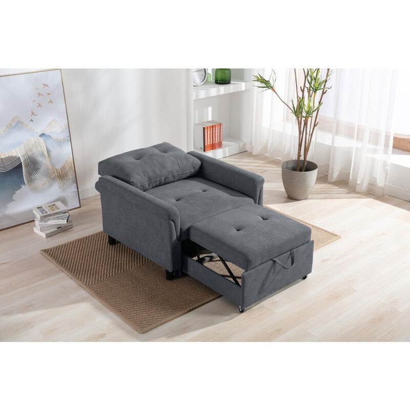 Hannah Dark Gray Woven Convertible Armchair