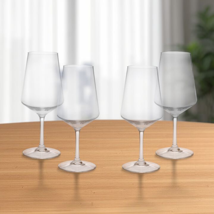 Four-Piece Tritan Plastic Stemmed Wine Glasses for All-Purpose Use