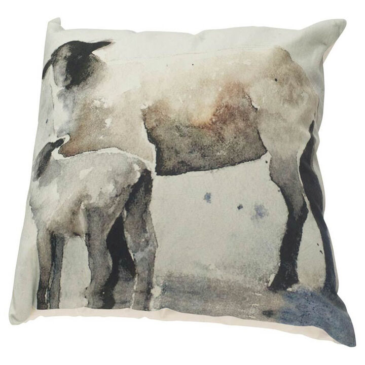 HomeRoots 18" Gray Black And Cream Linen Throw Pillow Cover