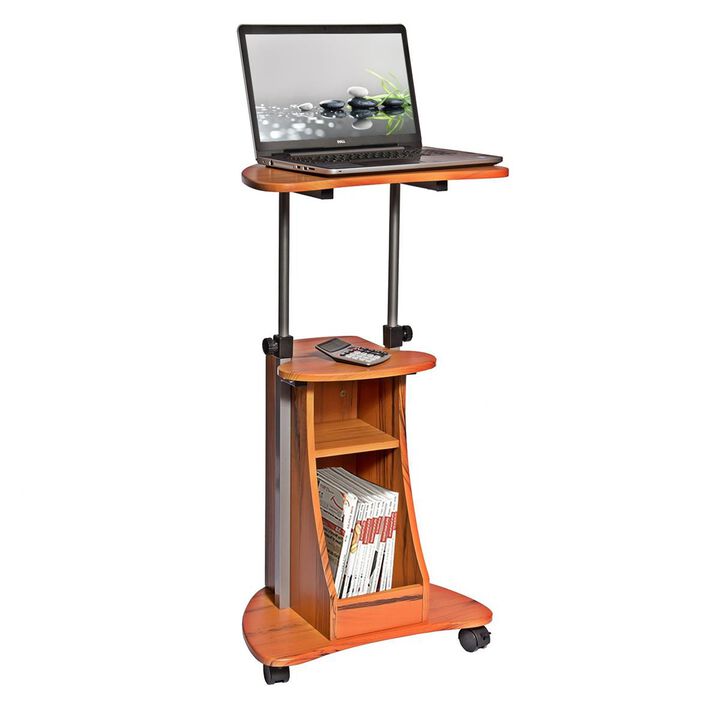 Techni Mobili  Rolling Laptop Cart with Storage  Wood Grain