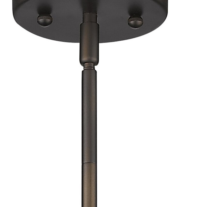 Hivvago Bronze Hanging Light with Ribbed Pebbled Glass Shade