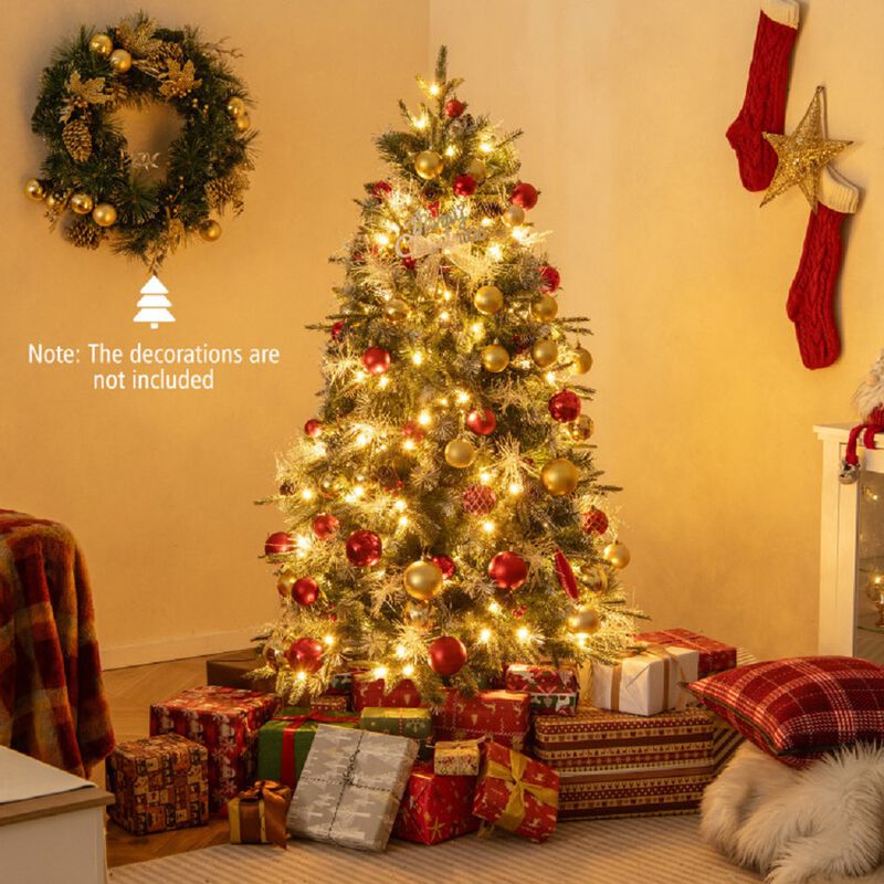 Pre-Lit Christmas Tree with Berries, Artificial Holiday Tree with 8 Lighting Modes image number 4