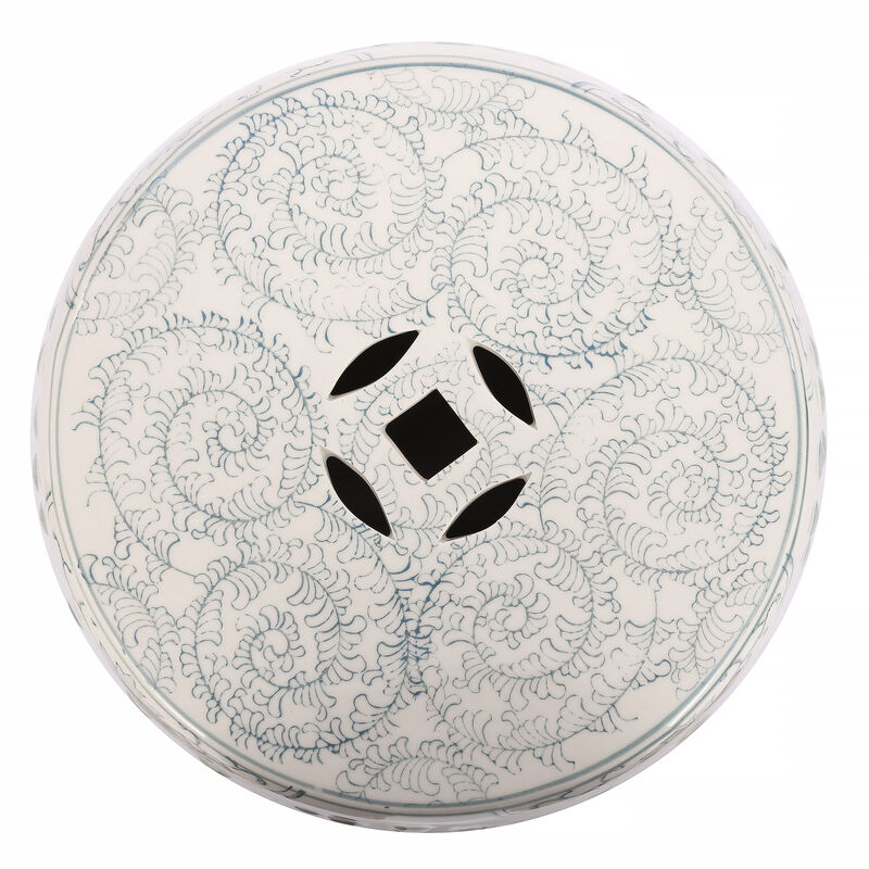 Double Happiness Chinoiserie Ceramic Drum Garden Stool