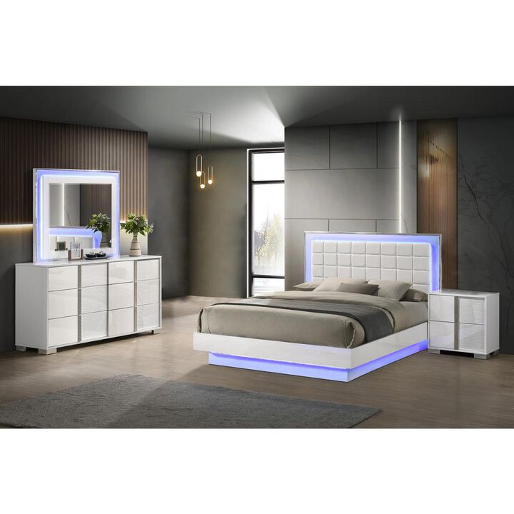 Best Quality Furniture 4 piece futuristic bedroom set, Queen size (platform) bed