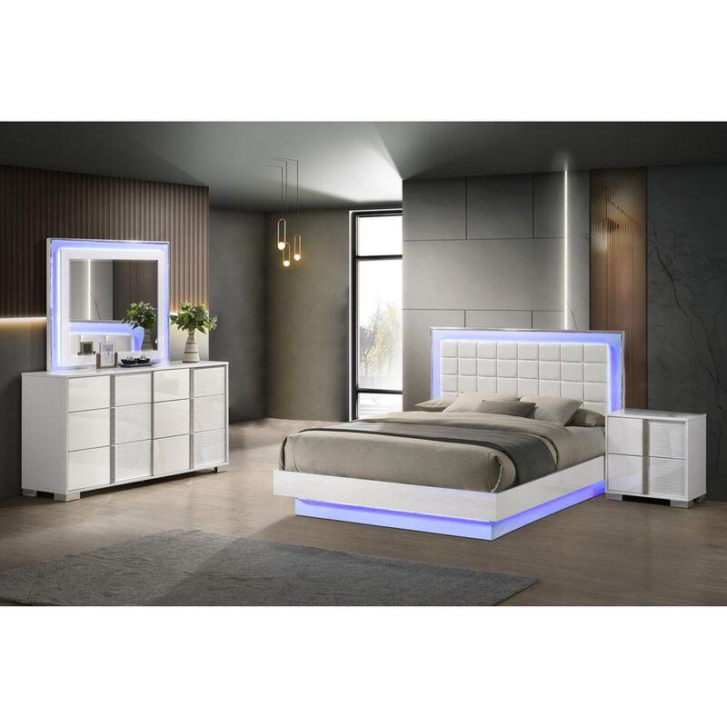 Best Quality Furniture 4 piece futuristic bedroom set, Queen size (platform) bed