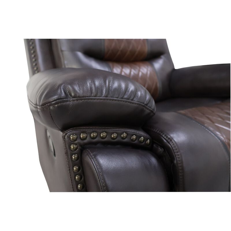 Asher 39 Inch Manual Recliner Chair, Wood, Pocket Coils, Brown Faux Leather - Benzara
