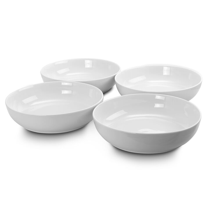 Gibson Home Extra Wide 8.5 in. Stoneware Dinner and Serving Bowls in White, Set of 4