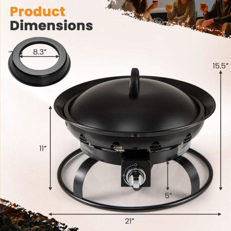 Hivvago 21 Inch Diameter Propane Gas Fire Pit Patio Portable Fire Bowl
