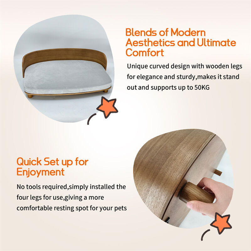 Elevated Raised Cat & Dog Sofa Bed Breathable Puppy Bed w/ Removable Cover image number 8