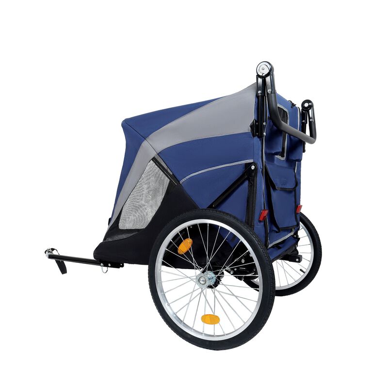 100LB Capacity 2-in-1 Pet Bike Trailer & Push Cart with Storage Pockets & Quick-Release Wheels image number 4