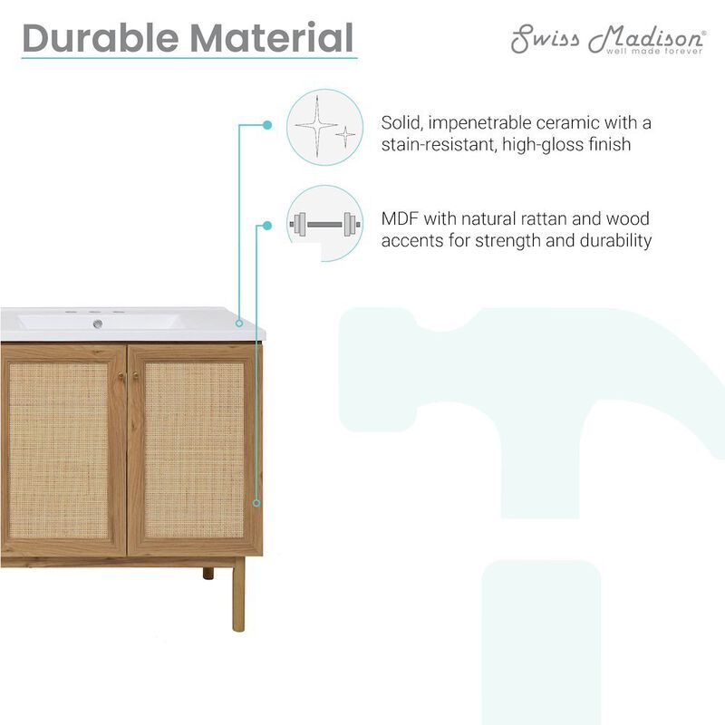 60" Freestanding Bathroom Vanity with 3-Hole Widespread Sink Top image number 2