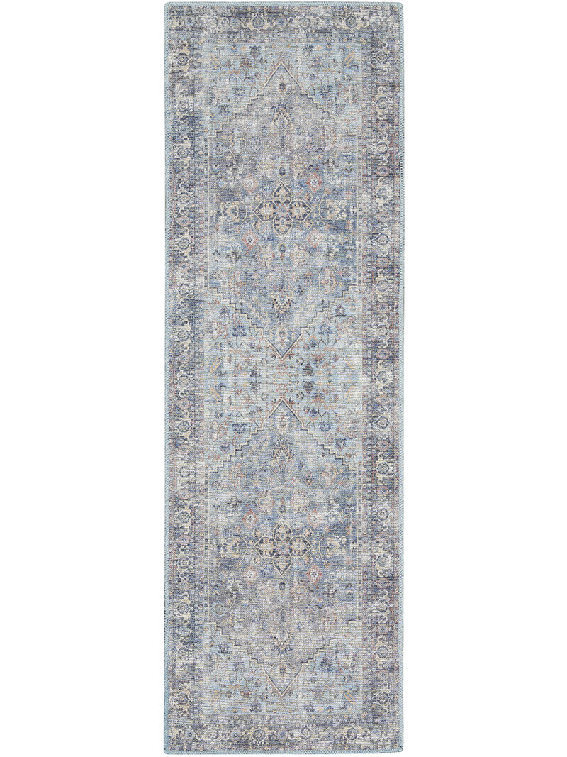 Machine Washable Series 1 SR104 Light Gray/Blue 2'2" x 10' Rug image number 0