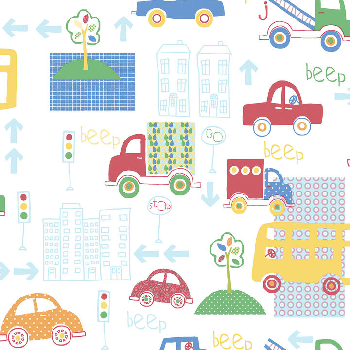 Just 4 Kids 2 Traffic Multi-coloured Wallpaper G56010