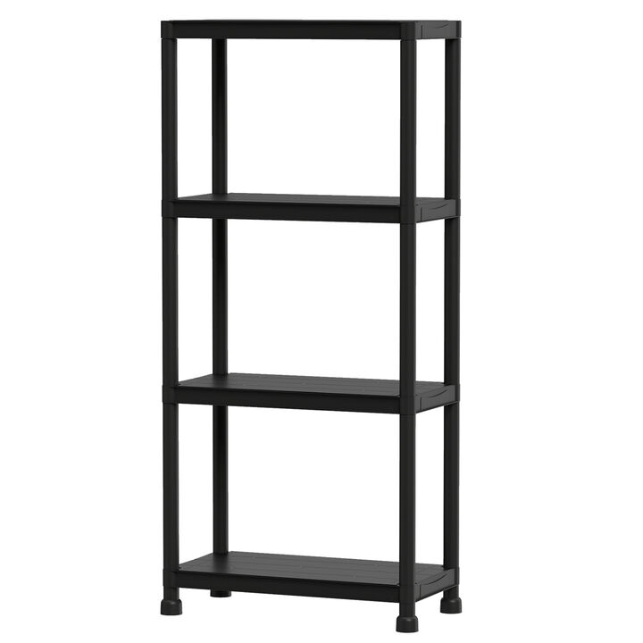 Freestanding 4 Tier Plastic Shelving Unit for Garage Home and Utility Room-Black