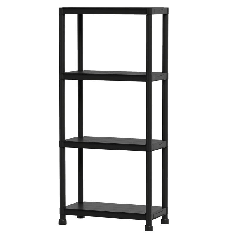 Freestanding 4 Tier Plastic Shelving Unit for Garage Home and Utility Room-Black image number 0