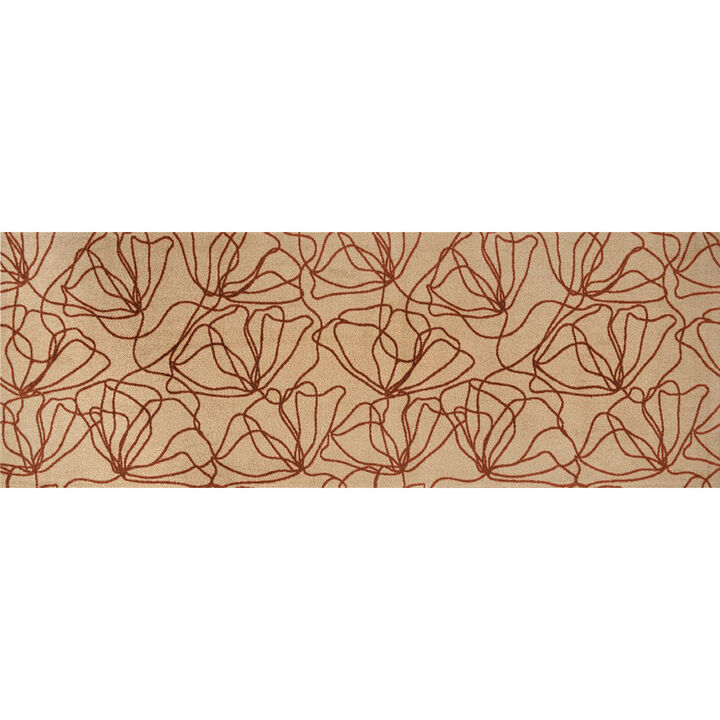 HomeRoots And Bronze Floral Washable Runner Rug With UV Protection