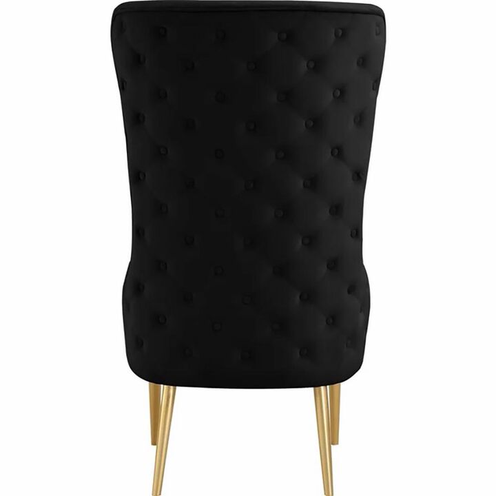 Best Master Furniture Venetian Black Tufted Velvet High Back Armchairs