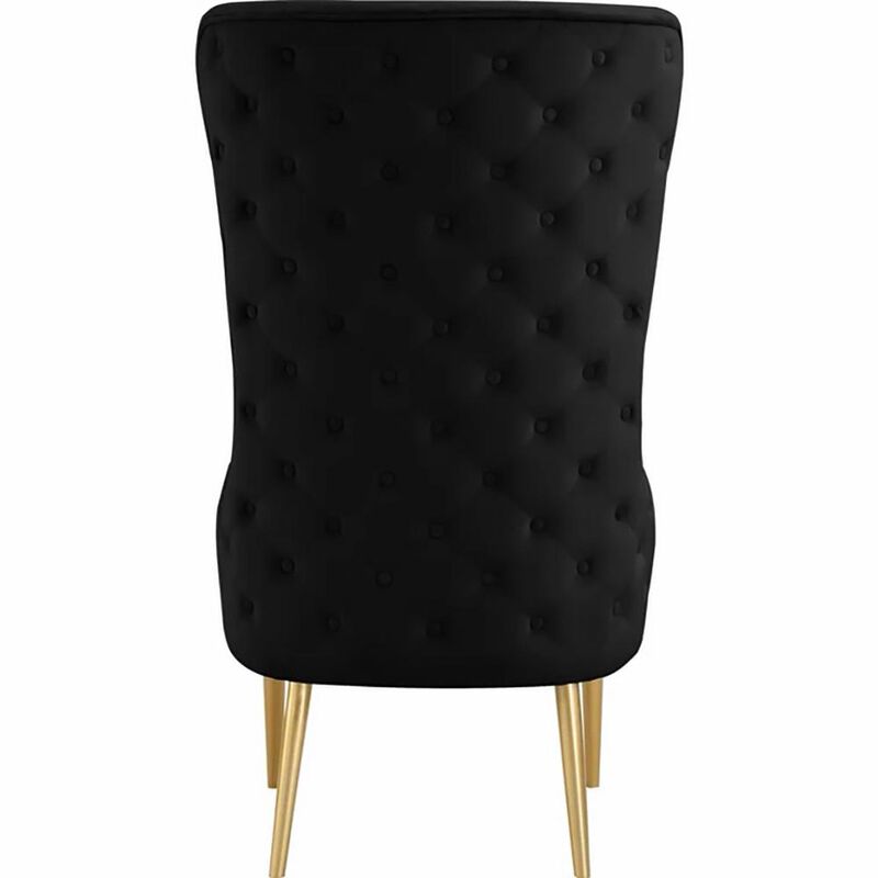 Best Master Furniture Venetian Black Tufted Velvet High Back Armchairs