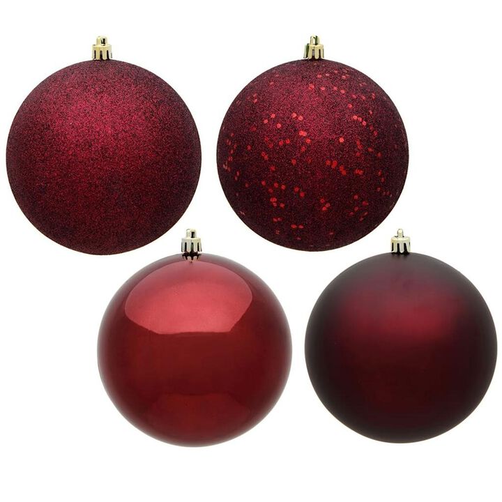 Vickerman 481455-2.75" Burgundy 4 Assorted Finish Ball Christmas Tree Ornament (Set of 20) (N590765)