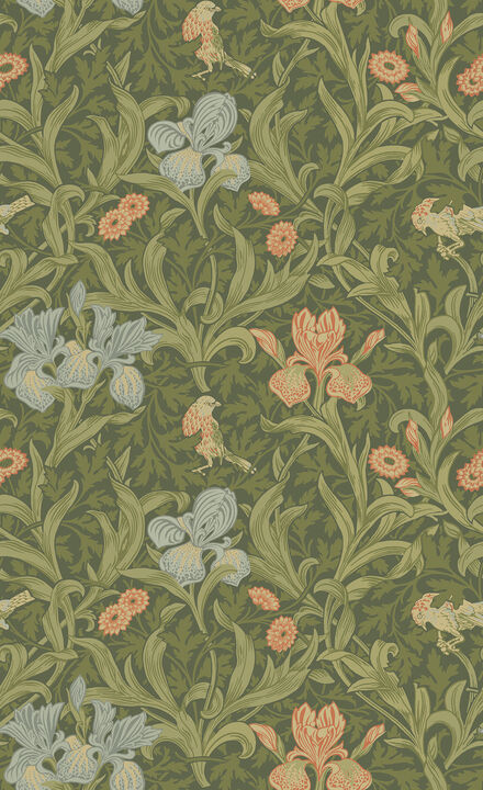 Iris Green Wild Gardens Wallpaper (Set of 2)