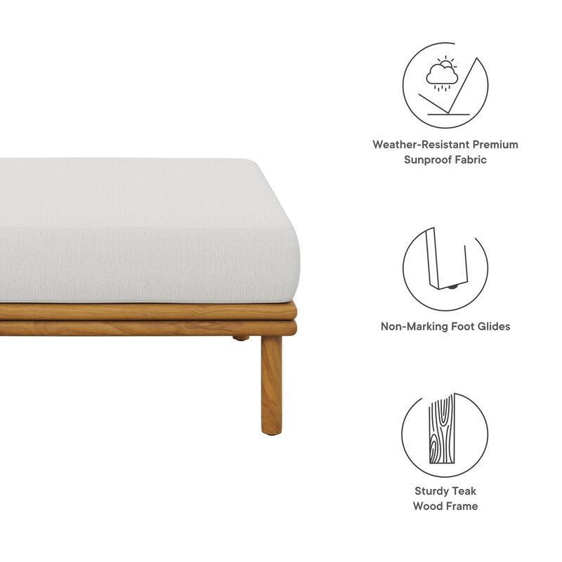 Modway Wren Teak Wood Outdoor Ottoman in Natural Sail image number 4