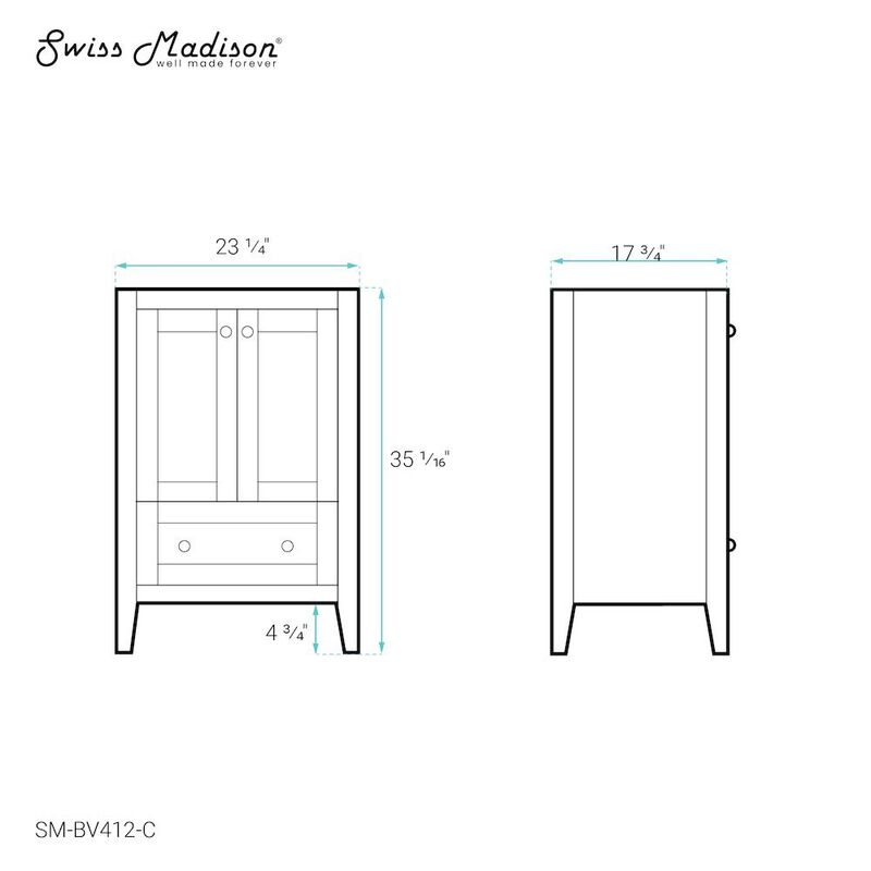 Cannes 24 Bathroom Vanity Cabinet Only (SM-BV412) image number 2