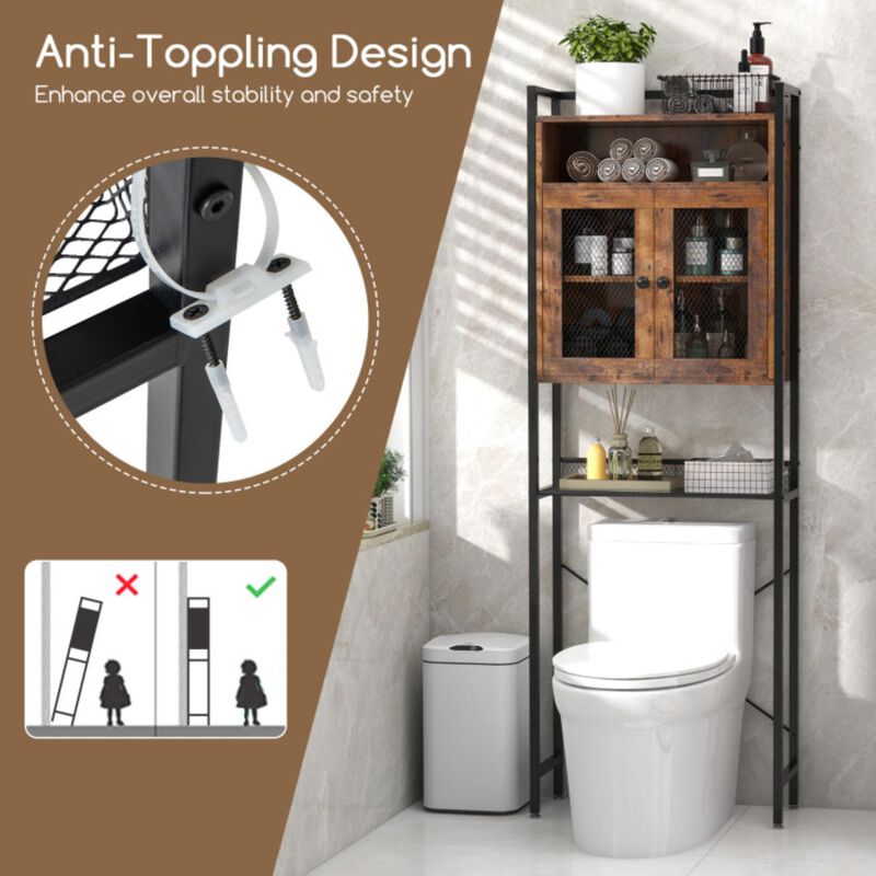 Hivvago Over-The-Toilet Storage Cabinet with Heavy-Duty Metal Frame 2-door Freestanding