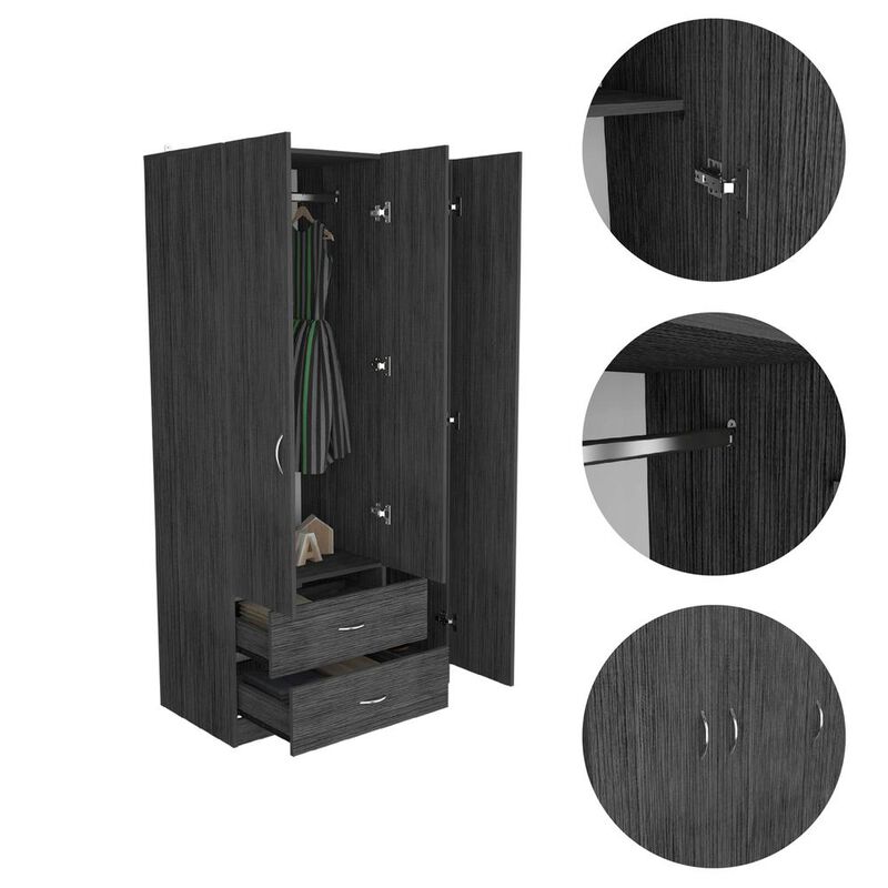 DEPOT E-SHOP Bosko 3 Doors Armoire Smoky Oak/White, For Bedroom