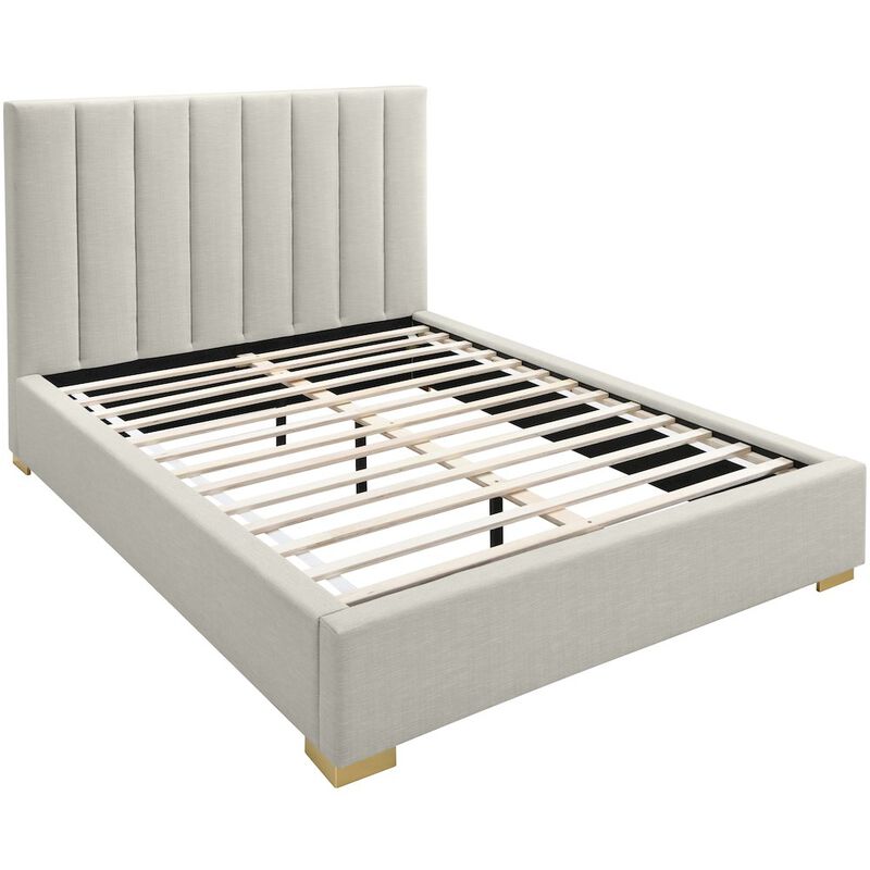 Meridian Furniture Pierce Beige Linen Textured Fabric King Bed