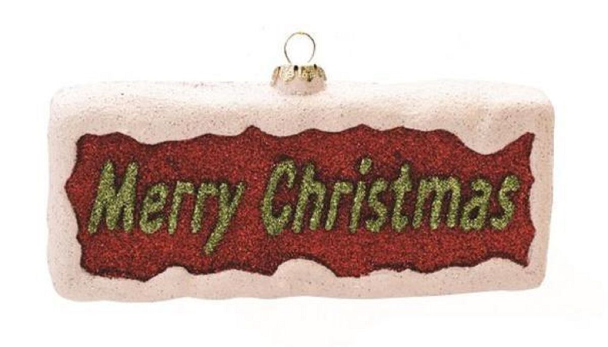 5.5" Red and Green Glittered 'Merry Christmas' Shatterproof Ornament