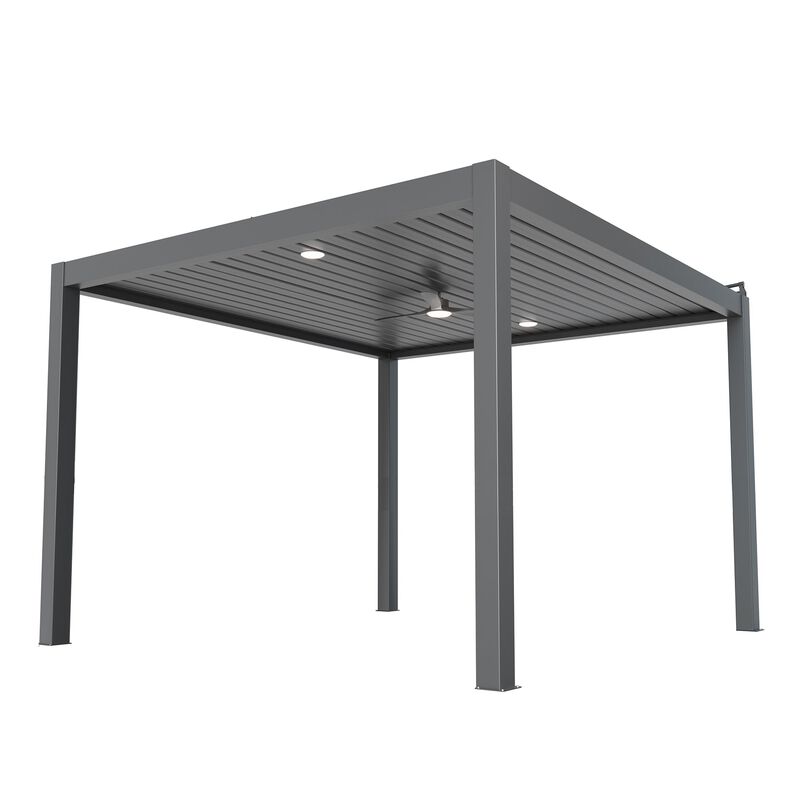 Mondawe 13'x12' Luxury Outdoor Smart Solar Aluminum Pergola,W/ Auto-Adjust Blinds & Hidden Drainage image number 0