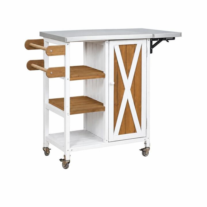ELEMENT ACE Portable Foldable Outdoor Prep Kitchen Island Cart With Lockable Wheels, Storage Cabinet and Towel Rack For Patio Garden Cooking Areas