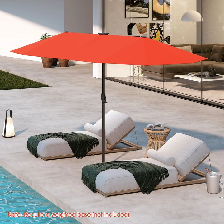 Outdoor Shade 13 FT Large Patio Umbrella with LED Solar Lights and Crank Handle