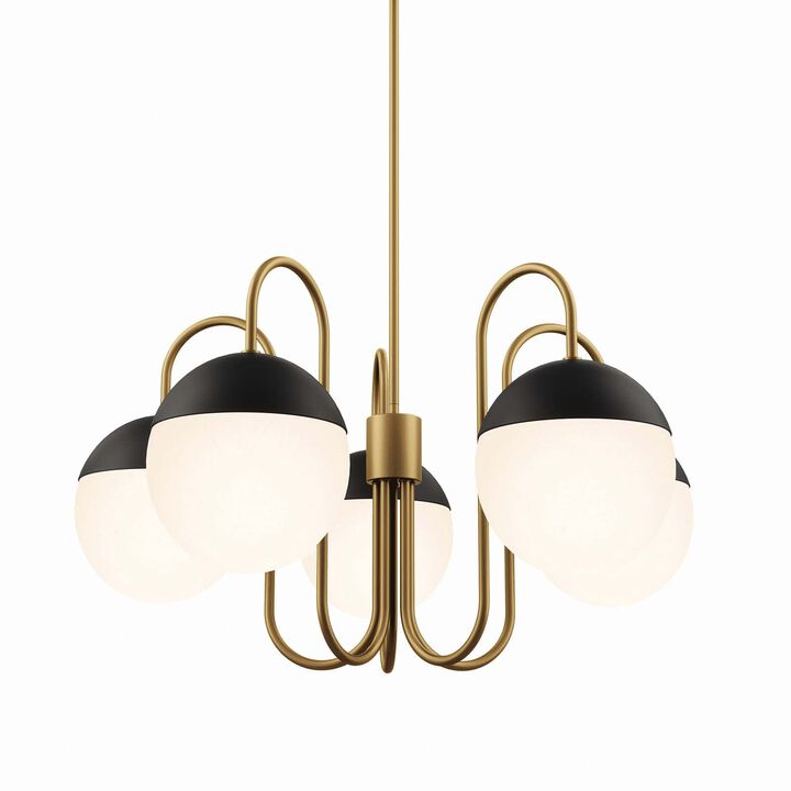 Modway Stellar 5-Light Chandelier in Opal Satin Brass