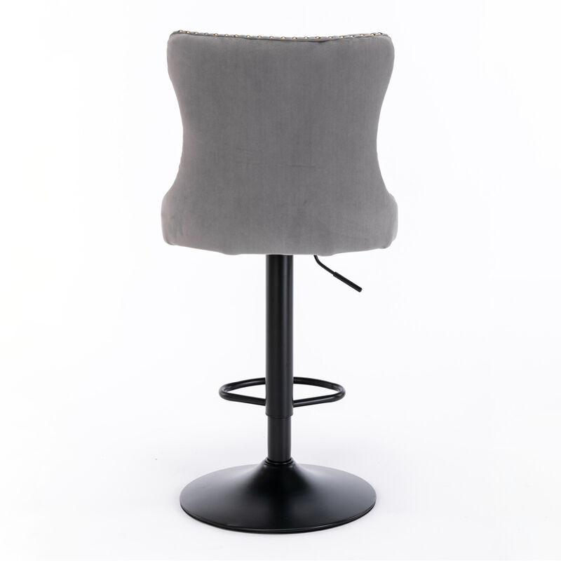 Streamdale Adjustable Swivel Velvet Bar Stools, Set of 2 image number 8