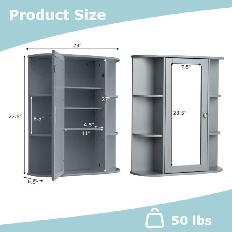 Hivvago Bathroom Wall Medicine Cabinet with Mirror Door Removable and Adjustable Shelves