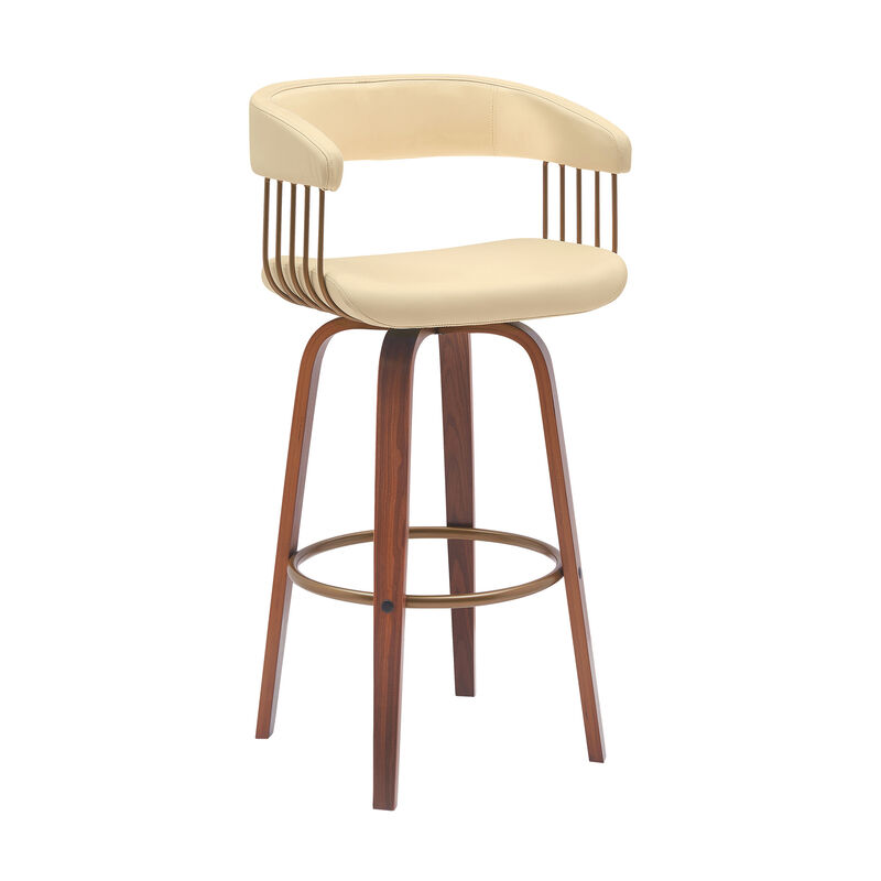 HomeRoots Faux Leather Cafe-Style Swivel Bar Stool with Armrests image number 2