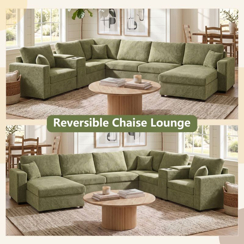 Guftem Modern 5‑Seat U‑Shaped Chenille Sectional Sofa image number 5