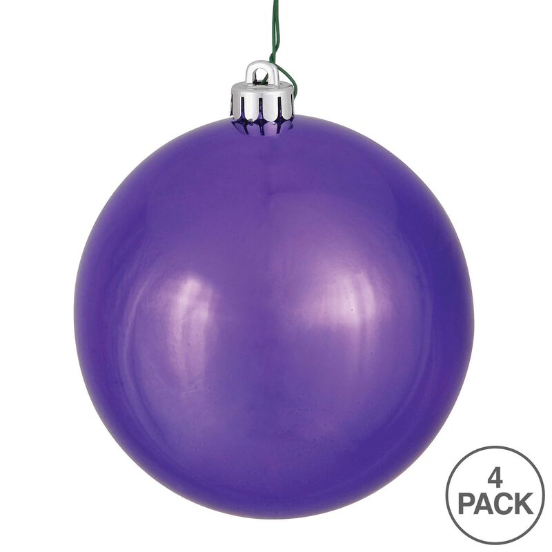 Vickerman 6" Plum Shiny Ball Ornament 4 per Box image number 2