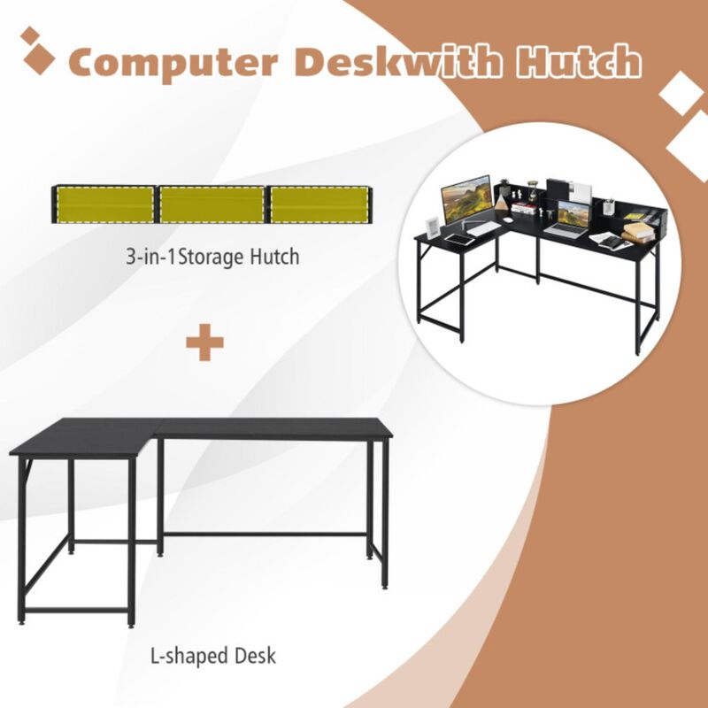 5.5 Inch L-shaped Computer Desk with Bookshelf