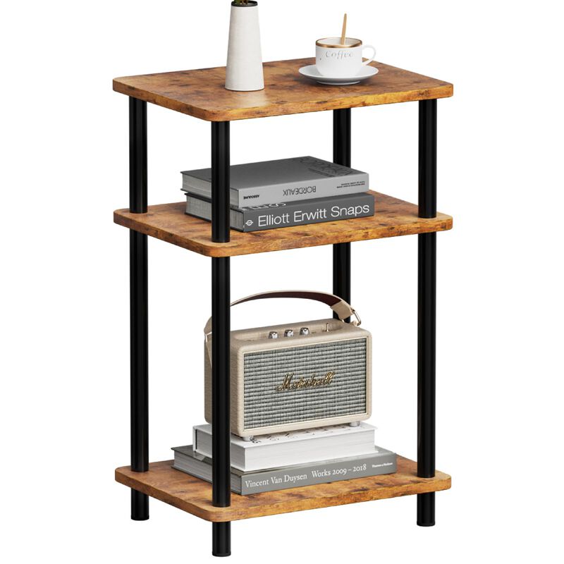 Apicizon 3 Tier End Table, Boho Side Table with Storage Shelf, Nightstand Bedside Table for Small Spaces, Bedroom, Living Room,