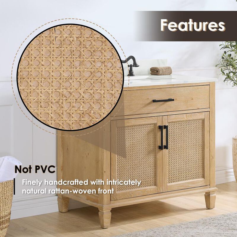 Altair Single Bathroom Vanity in Weathered Fir with Stone Countertop without Mirror