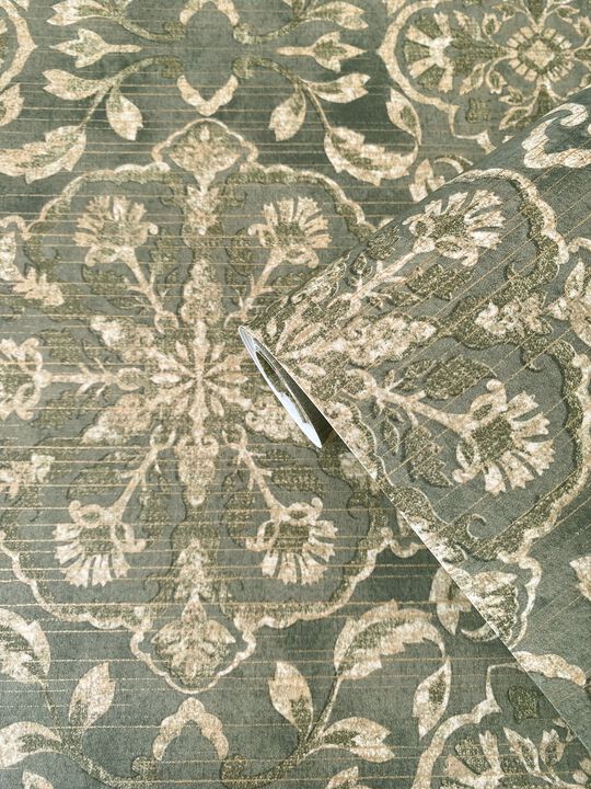 Elegance Floral Stripe Green Wallpaper DWP0353-04